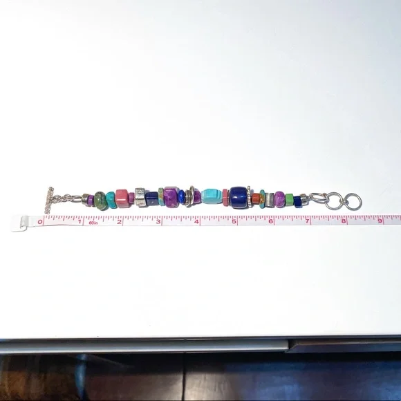 Harold Lujan Unsigned Bracelet w/ Sterling Hand Stamped Beads & Hand Cut Stones - Picture 15 of 16